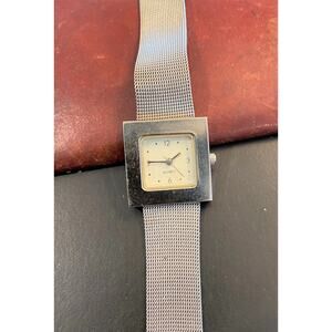 Women's 25mm Silver Tone Yves Rocher Watch with Mesh Band